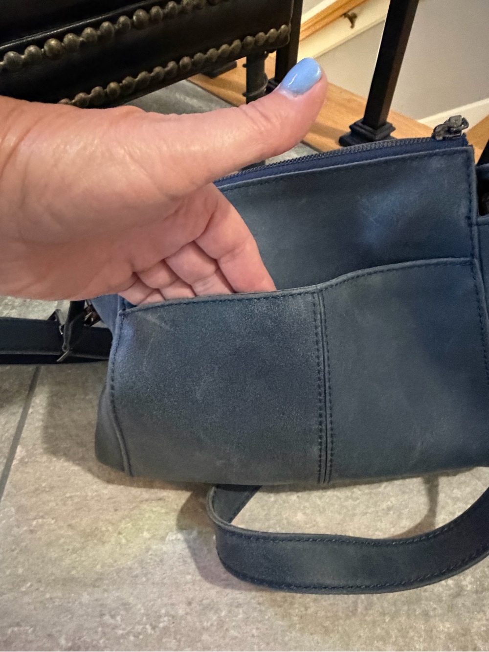 Hammitt Bryant Medium Navy Blue Leather Crossbody Bag - Picture 8 of 8